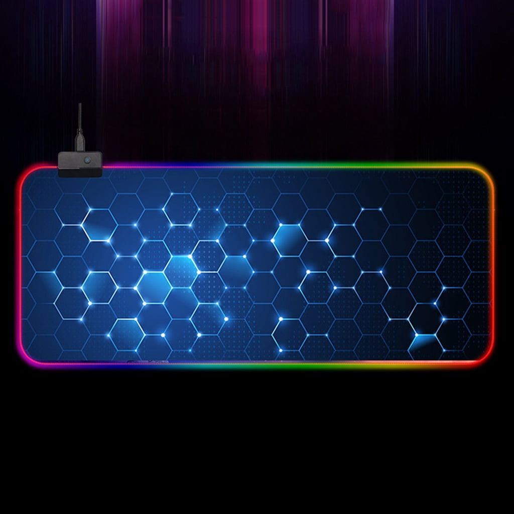 RGB Gaming Mouse Pad Waterproof Large Rubber Base Mouse Mat with 14 Types Light and Non-Slip Cool Mice Mat