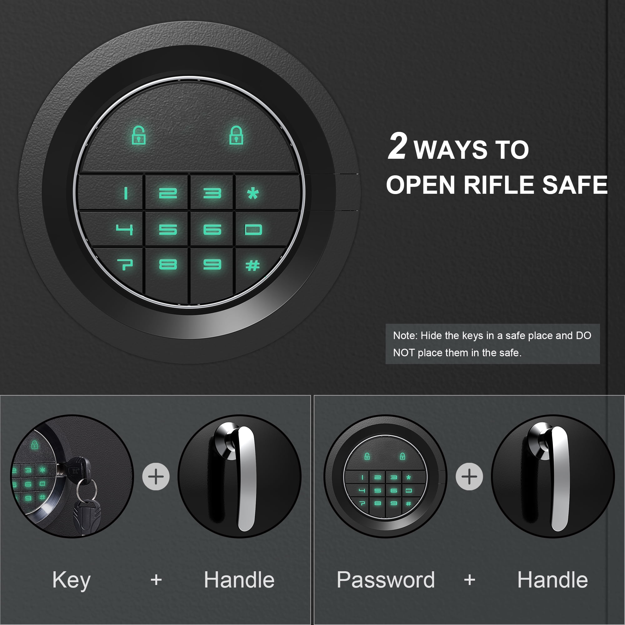 Foorsun 3-5 Rifle Safe, Quick Access 5-Gun Cabinet for Pistols & Rifles, Digital Gun Safe with Alarm System, Rifle Cabinet with Removable Shelf, LED Light, Home & Office & Garage