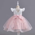 thumbnail image 4 of Diufon Child Toddler Kids Girls Princess Dress Bow Ruffle Puffy Romper Skirt Lace Mesh Birthday Dresses, 4 of 9