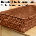 thumbnail image 4 of Woven Storage Basket Wicker Rattan Organizer, Handmade Woven Basket for Remote Control Key Storage, Decorative Desktop Tray for Coffee Table Bedroom Bathroom, Linen Woven Home Decor Bin, 4 of 8
