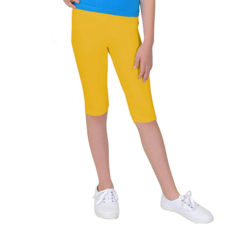 Girl's Capri Leggings - Yellow / Medium (8) 