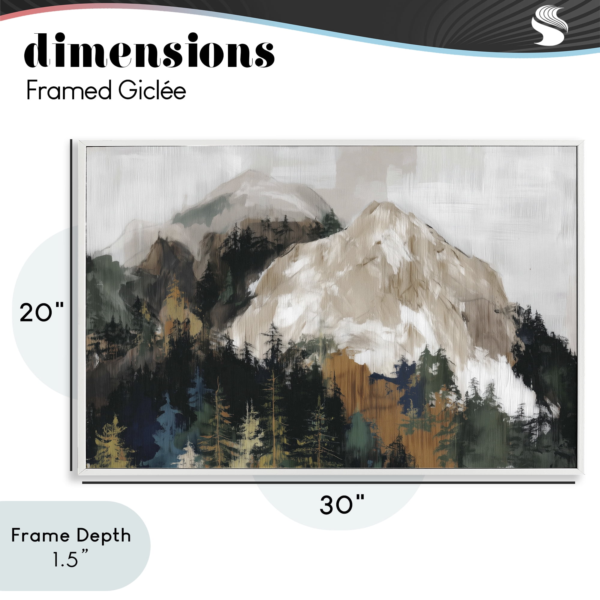 Stupell Industries Rugged Mountain Peaks White Framed Giclee Art, design by Chromatic Storm Studio