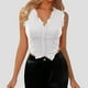 thumbnail image 2 of Camiseta sin mangas ajustada con botones en la espalda y ribete de encaje para mujer, elegante y casual., 2 of 5