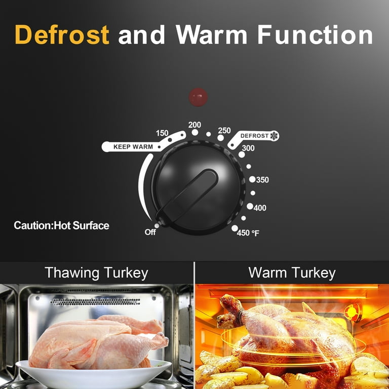 Electric Roaster Oven with Viewing Lid, Large Turkey Roaster with Defrost &  Warm Functions, Removable Pan & Rack, Stainless Steel