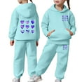 thumbnail image 2 of Bobifish Big Girls Outfit Sets Gradient Heart Hoodie Set Black Fleece Hoodie And Jogger Pants With Shiny Heart Elastic Waist Casual Kids Outfit Sets, 2 of 7