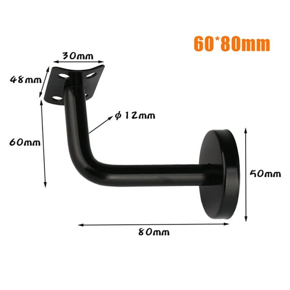 Hmoddpon-Black Stair Handrail Bracket Bannister Wall Support Hand Rail Balustrade Strong