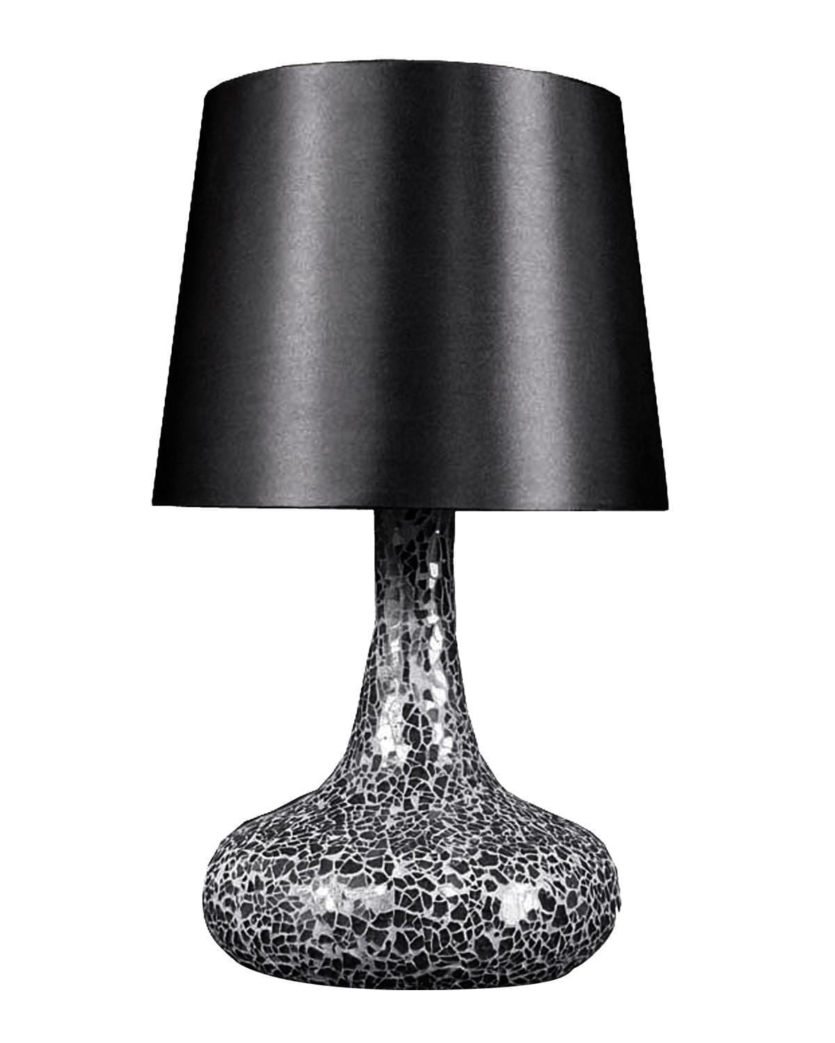 Simple Designs Mosaic Tiled Glass Genie Table Lamp with Fabric Shade