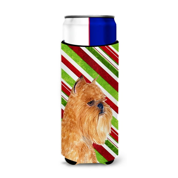 Brussels Griffon Candy Cane Holiday Christmas Ultra Hugger for slim cans