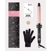 KIPOZI 1" Ceramic Spring Curling Iron with Heat Resistant Glove, Pink