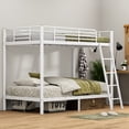 thumbnail image 3 of SogesPower Twin Over Twin Bunk Bed Metal Bed Frame, Heavy Duty Sturdy Bed Frame with Safety Rails for Teens and Adults, White, 3 of 10