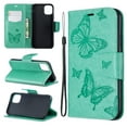 thumbnail image 4 of Allytech iPhone 11 Case (6.1"), Slim Fit PU Leather Folio Butterfly Embossed Shockproof Wrist Hand Strap Flip Cards Holder Wallet Case TPU Back Cover for Apple iPhone 11, Green, 4 of 8