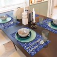 thumbnail image 6 of Placemats Set Of 4 / 6, Dark Blue Glitter Patterns Placemats For Dining Table Indoor/Outdoors Heat Resistant Washable Placemats 18" X 12", 6 of 8
