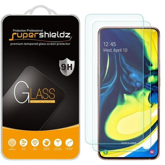 [2-Pack] Supershieldz for Samsung Galaxy A80 Tempered Glass Screen Protector, Anti-Scratch, Anti-Fingerprint, Bubble Free