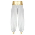 thumbnail image 3 of Mufeng Mens Magic Hippy Pants Satin Lanterns Trousers Arabian Prince Halloween Cosplay Party Costume White L, 3 of 7