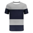 thumbnail image 7 of Stamzod Mens Two Piece Summer Outfit Fashion Strip Printed Short Sleeve Tshirts and Stretch Waist Shorts Sets Casaul Plus Size Short Sets for Men Gray XXL, 7 of 7