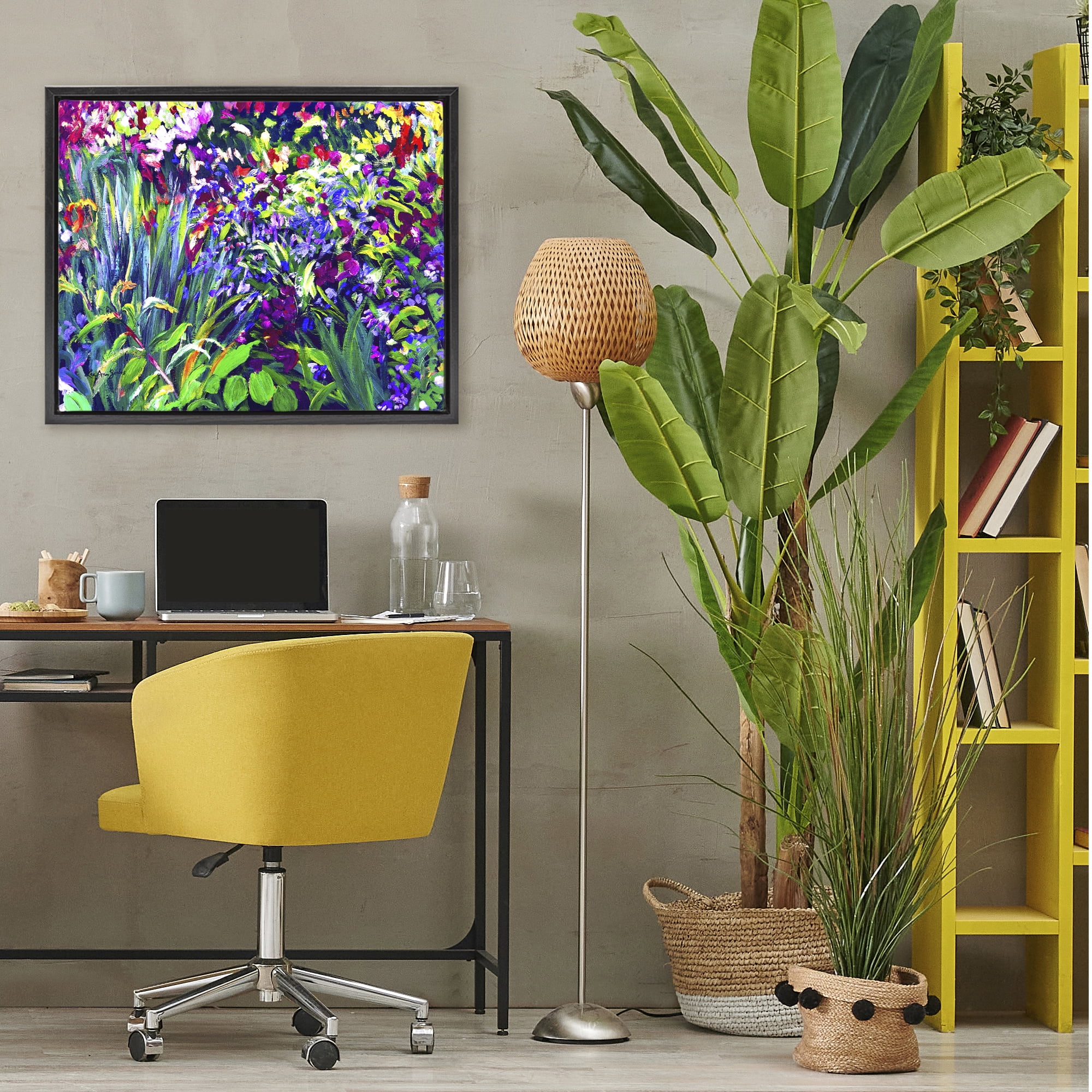 Stupell Industries Vibrant Confetti Garden Black Framed Floater Canvas Wall Art, design by Lee Ann Zirbes
