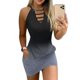 thumbnail image 1 of Sexy Deep V Neck Hollow Out Mini Tank Dress Novelty Gradient 2023 Summer Sleeveless Loose T Shirts Dress with Pockets Casual NewM Gao Jinjia LED, 1 of 2
