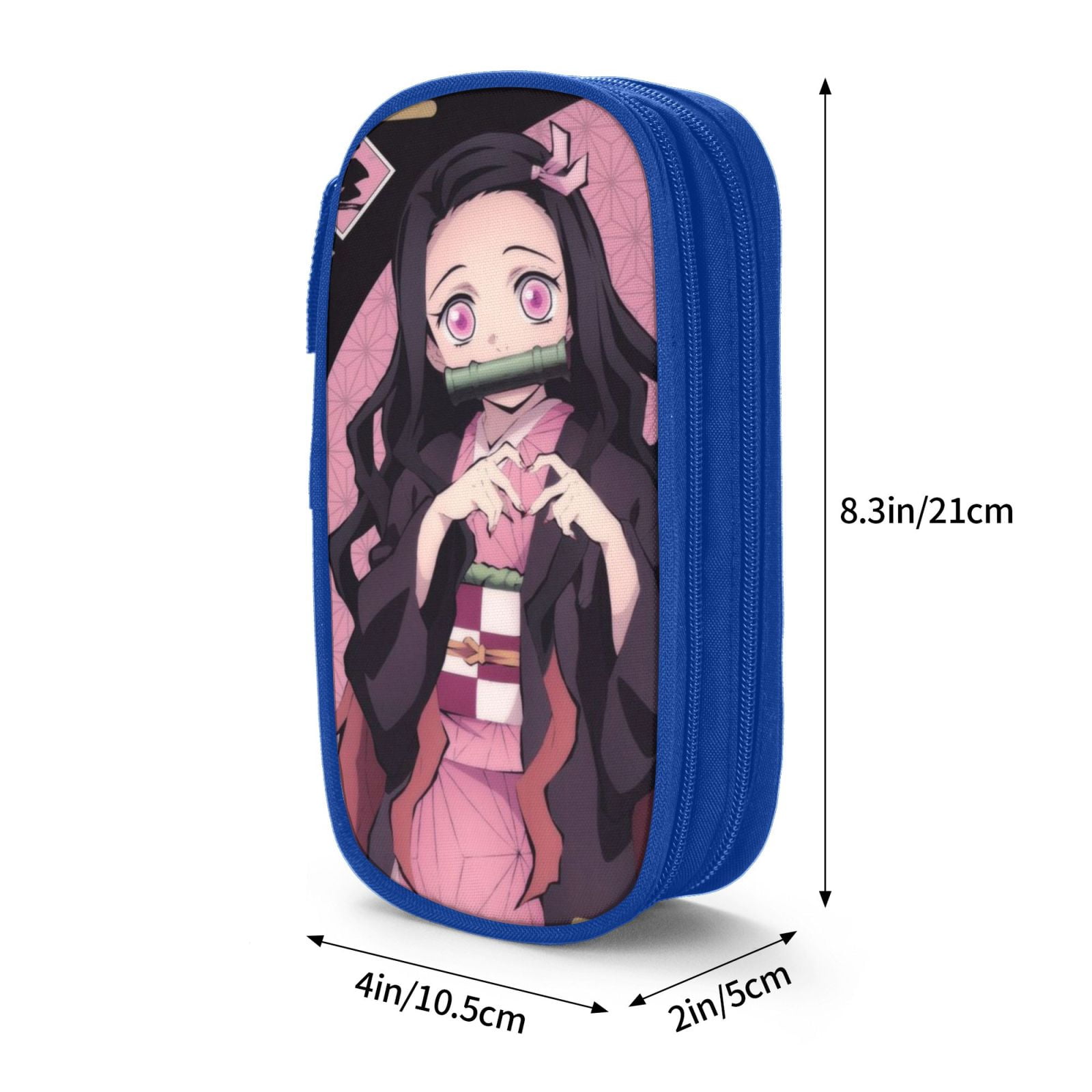 Kamado Nezuko Pencil Case Large Capacity Pencil Pouch Pen Bag Office Stationery Organizer Travel Makeup Bag Blue