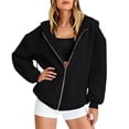 thumbnail image 6 of Nestiefly Zip Up Hoodie Women Oversized 2026 Zip Up Y2K Hoodies Casual Long Sleeve Sweatshirts Fall Spring Track Jackets Black L, 6 of 6
