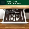 thumbnail image 2 of Bamboo Kitchen Drawer Organizer - Expandable Silverware Organizer/Utensil Holder and Cutlery Tray with Grooved Drawer Dividers for Flatware and Kitchen Utensils (9 Slots, Brown), 2 of 6