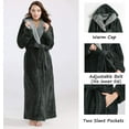 thumbnail image 5 of AMITOFO Long Hooded Robes for Women Luxurious Plush Bathrobes with Pockets & Waist Belt Full Length Bathrobe Winter Warm Sleepwear - M & Gray, 5 of 8