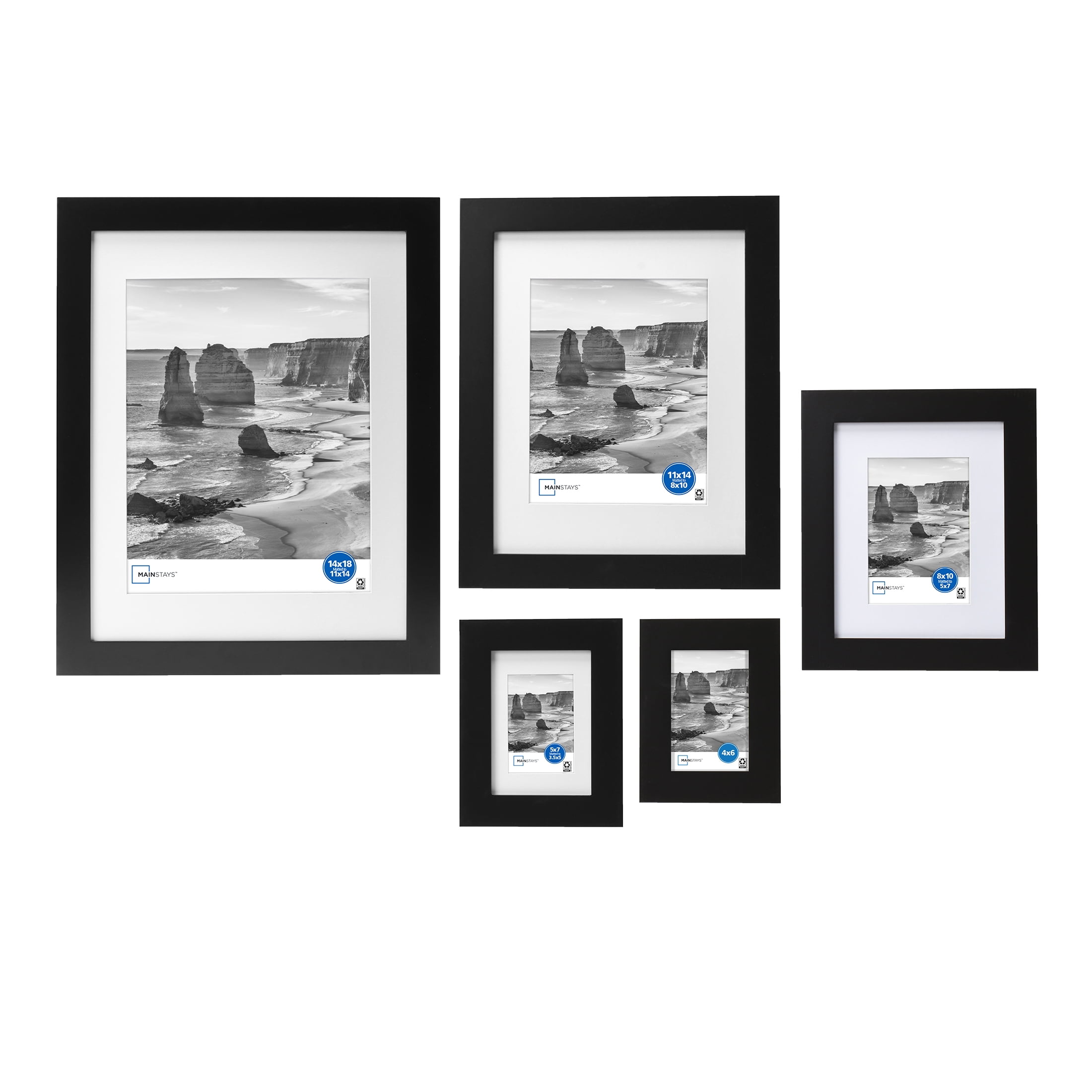 Mainstays 5x7 Matted to 3.5x5 Flat Wide Black Gallery Wall Picture Frame -  Walmart.com