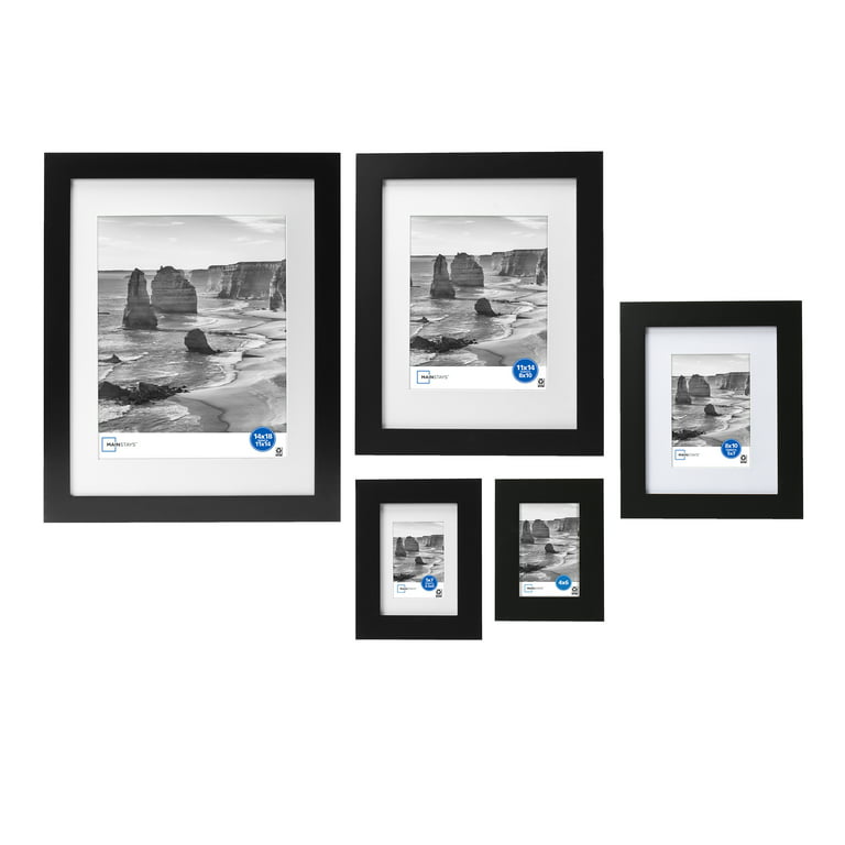 Fkvat 4x6 Picture Frame Set of 4, Matted Black Simple Modern Brushed Thin  Aluminum Metal Photo Frame Fits 3x5 with Mat or 4 x 6 without Mat Vertical