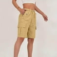 thumbnail image 4 of Caywon Fashion Pants Women Ladies Solid Color Choice Stretch Belt Waist String Tie Button Detail Pockets Feature Shorts Pants Trousers Design Casual Comfortable Fit Versatile Wear, 4 of 8