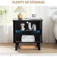 thumbnail image 6 of AVZEAR 24" Large Square End Table with Charging Station, Farmhouse Fluted Sofa Side Table with Sliding Tambour Door & Storage, Curved Rustic Wood Nightstand for Living Room, Bedroom, Black, 6 of 8