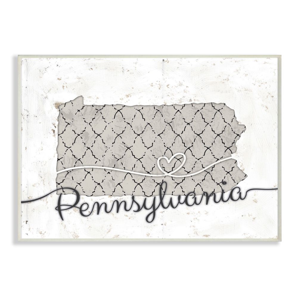 Stupell Industries Pennsylvania Patterned Grey US State Design Wall Plaque by Ziwei Li