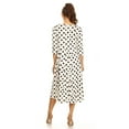 thumbnail image 3 of Women's Loose Fit Scoop Neck 3/4 Sleeve Polka Dot Patterned A-Line Midi Dress, 3 of 4