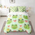 thumbnail image 3 of Castle Fairy Children Green Frog 7-Piece Bedding Comforter Set,Polka Dots King Bedding Sets,Love Heart Print Ultra Soft Bed Sheets,Lightweight Room Decor, 3 of 8