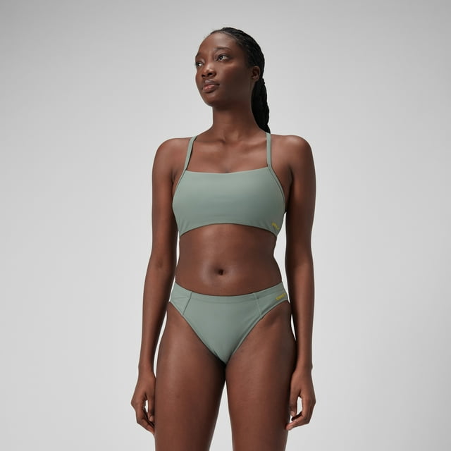 Speedo Hauts de Bikini Dos Nageur Unis pour Femmes - Olive Doux, Taille : TG
