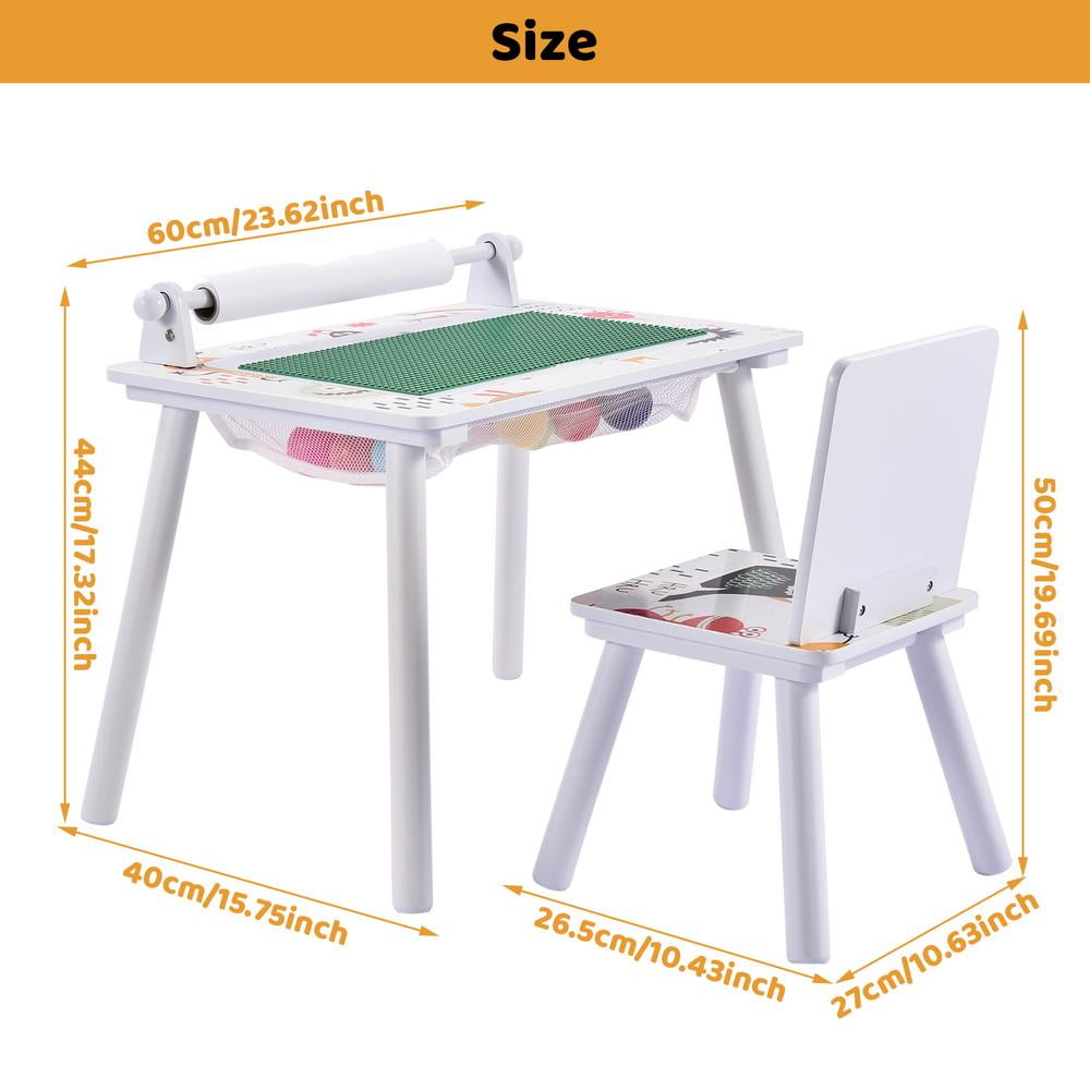 Kids Table and Chair Set Art Desk Study Drawing Activity Play Table