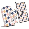 thumbnail image 3 of ZNDUO Oven Mitts and Pot Holders Sets, Geometry Hearts Art Design Pattern Non-Slip Cooking Oven Mitt, 3 of 8