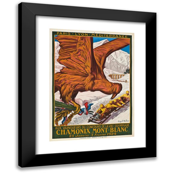 Auguste Matisse 11x14 Black Modern Framed Museum Art Print Titled - Chamonix Mont-Blanc, Viiime Olympiad 1924 (1924)