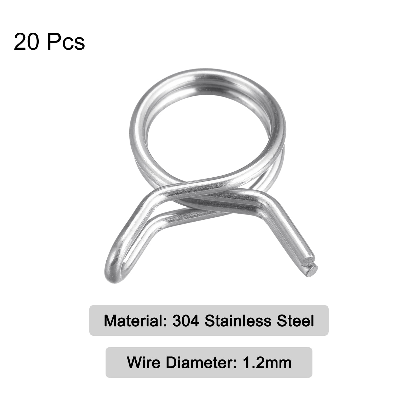 Double Wire Spring Hose Clamp, 304 Stainless Steel 6mm Fuel