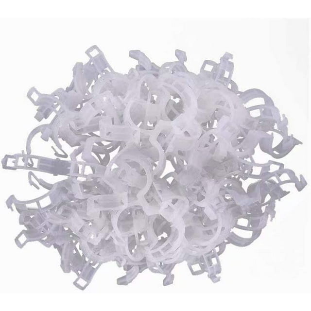 50 piezas de pinzas de sujeción para plantas de jardín, tallos de tomates y plantas trepadoras, rectos y más saludables, 2,5 cm x 3 cm, color blanco