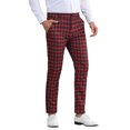 thumbnail image 4 of Pantalones de hombre Inspire Chic de cuadros, corte regular, plano, elástico, a rayas, 32 negro rojo, 4 of 6