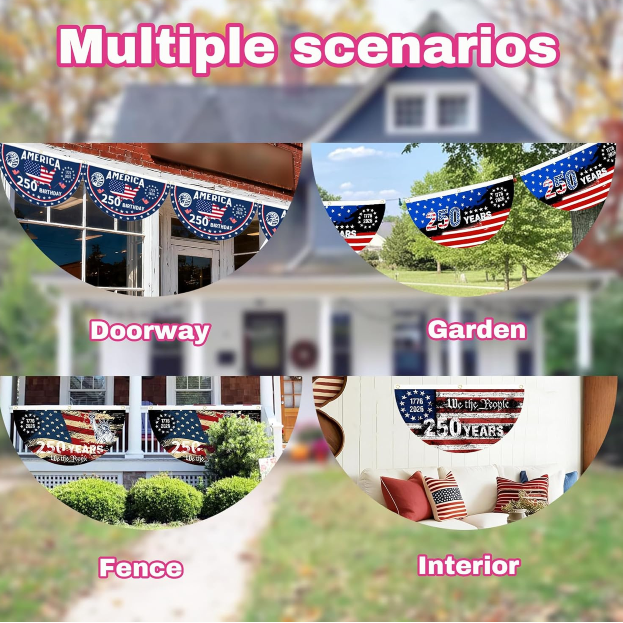 250 Years God Bless America Patriotic 1776 2026 Freedom Fan Flag 36x72in