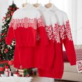 thumbnail image 6 of Genuiskids Family Matching Christmas Sweater Snowflake Print Contrast Color Turtleneck Long Sleeve Knitted Pullovers, 6 of 6
