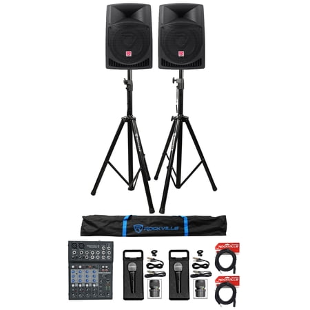 (2) Rockville RPG12 12  Powered 800w DJ PA Speakers+Stands+Mixer+Microphones price history on PriceWatchPro