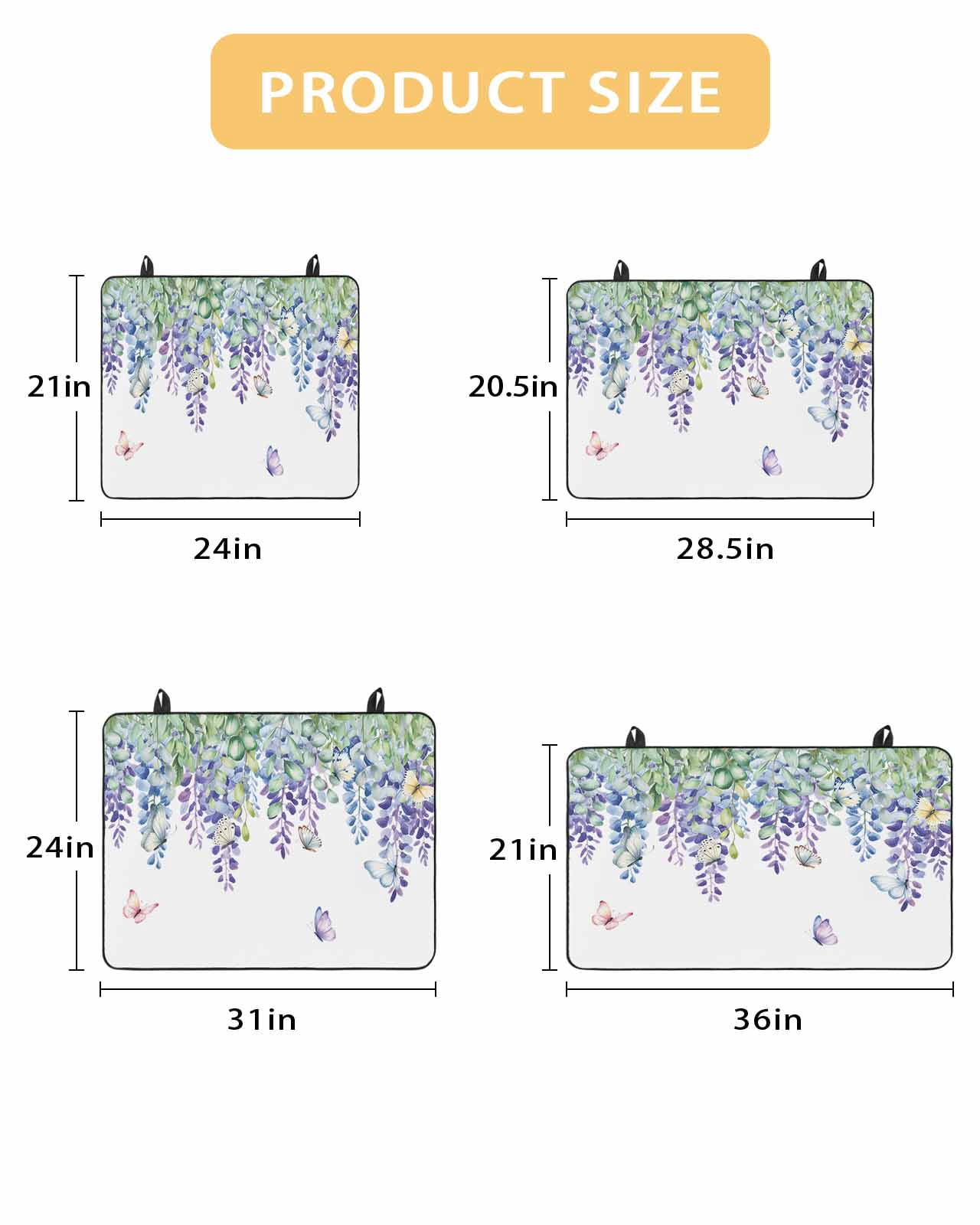 Large Induction Cooktop Protector Mat Wisteria Stove Top Covers for Electric Stove, Purple Flowers Leaves Butterflies Botanical Spring Decorative Stove Burner Cover Mats, Glass Top Stove Cover