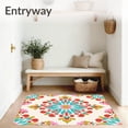 thumbnail image 3 of ODIKA 8'x10' Machine Washable Non-Slip Area Rug, Sunburst Mosaic Motif with Interlocking and Petal Details High Traffic Rug with Pad, Red, 598949, 3 of 8