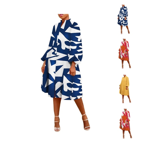 Bixock Plus Size Dresses for Women,Women's Dresses,Dresses for Women Floral Print Long Sleeve V Neck Collared Shirt Dress Plus Size Loose Dresses