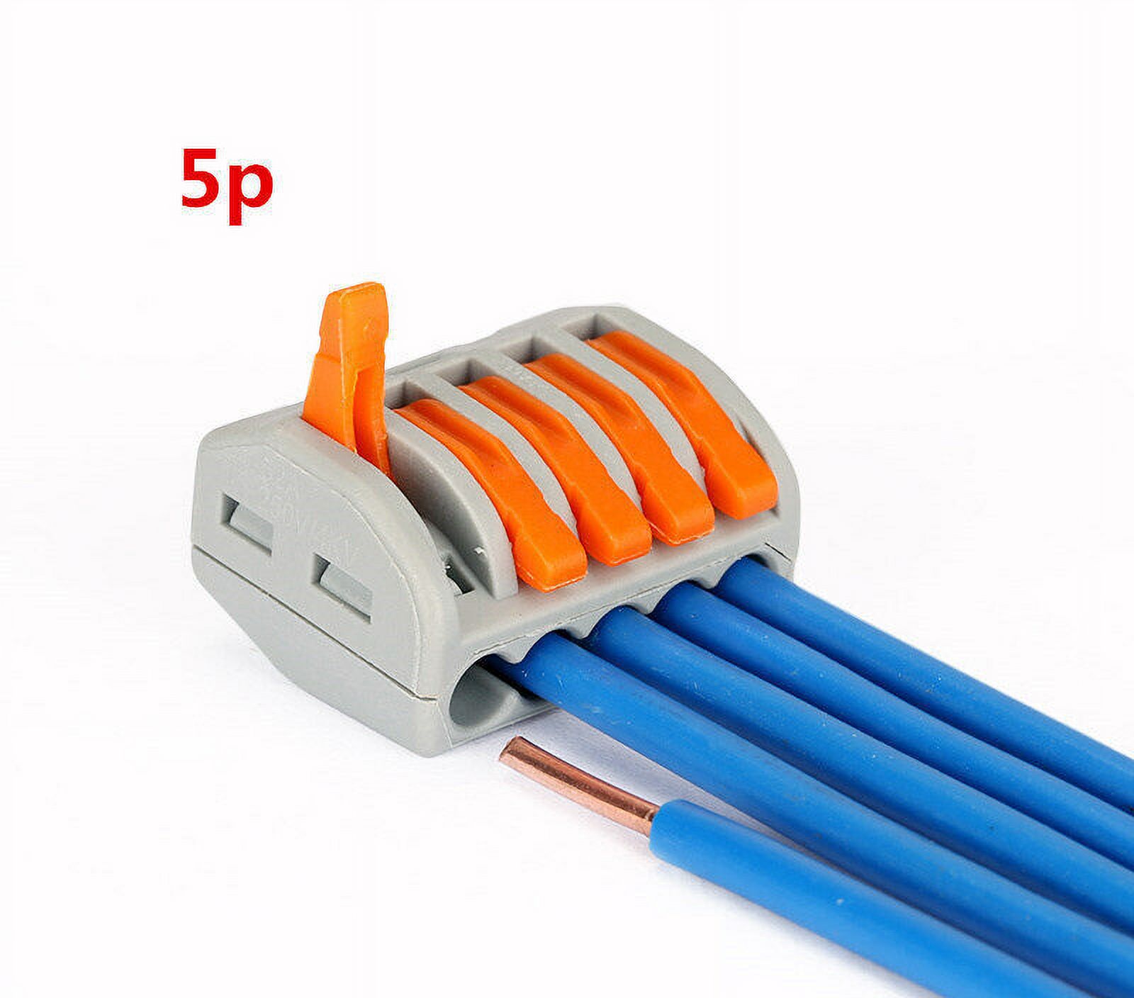 50 PCS 5-Pin Way Reusable Terminal Block Lever Nut Home Wire Connectors PCT-215
