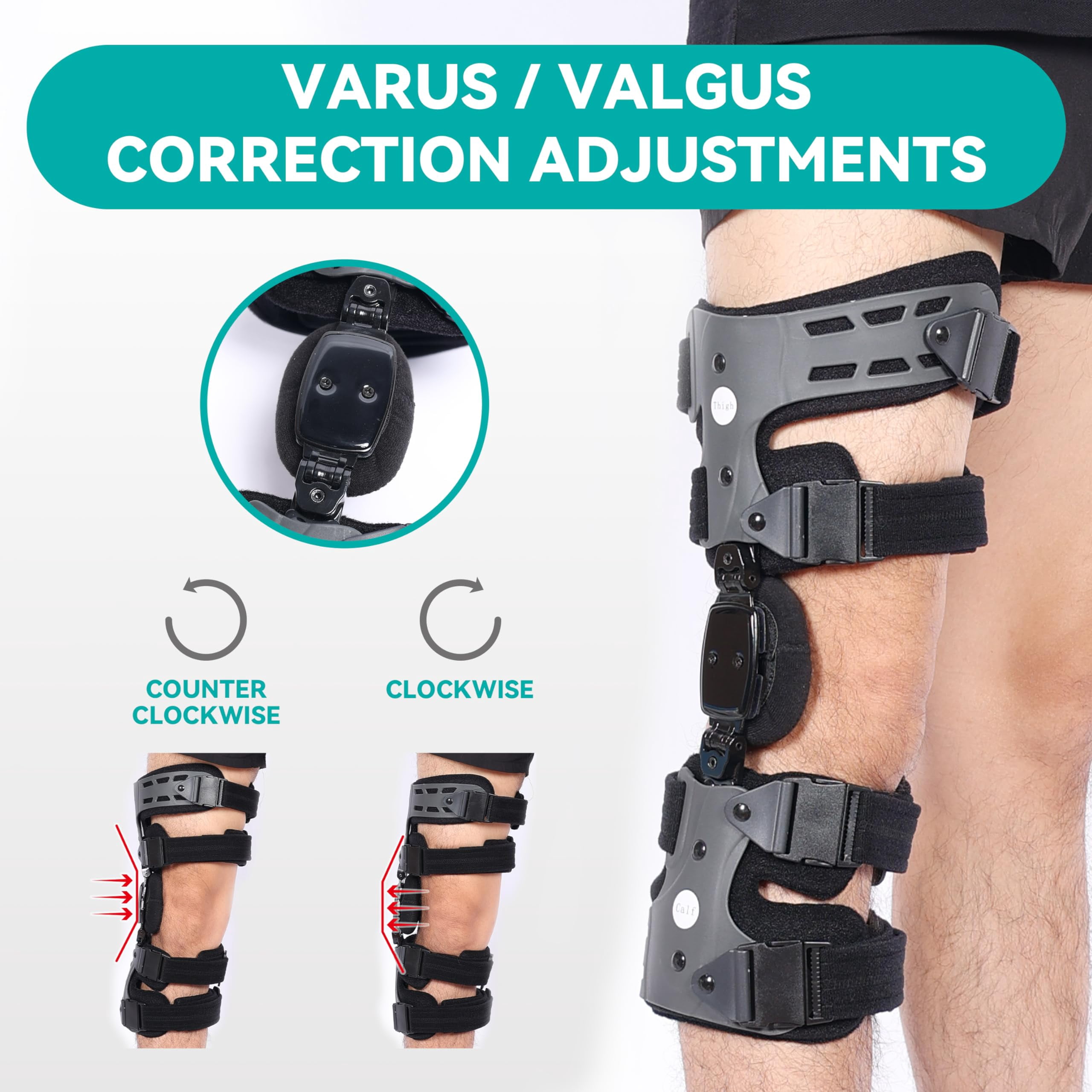 Orthomen OA Unloader Knee Brace for Osteoarthritis, Arthritis Pain, Cartilage Repair, Bone on Bone Knee Joint Pain, Lateral Degeneration Knee Support (Gray/Right)