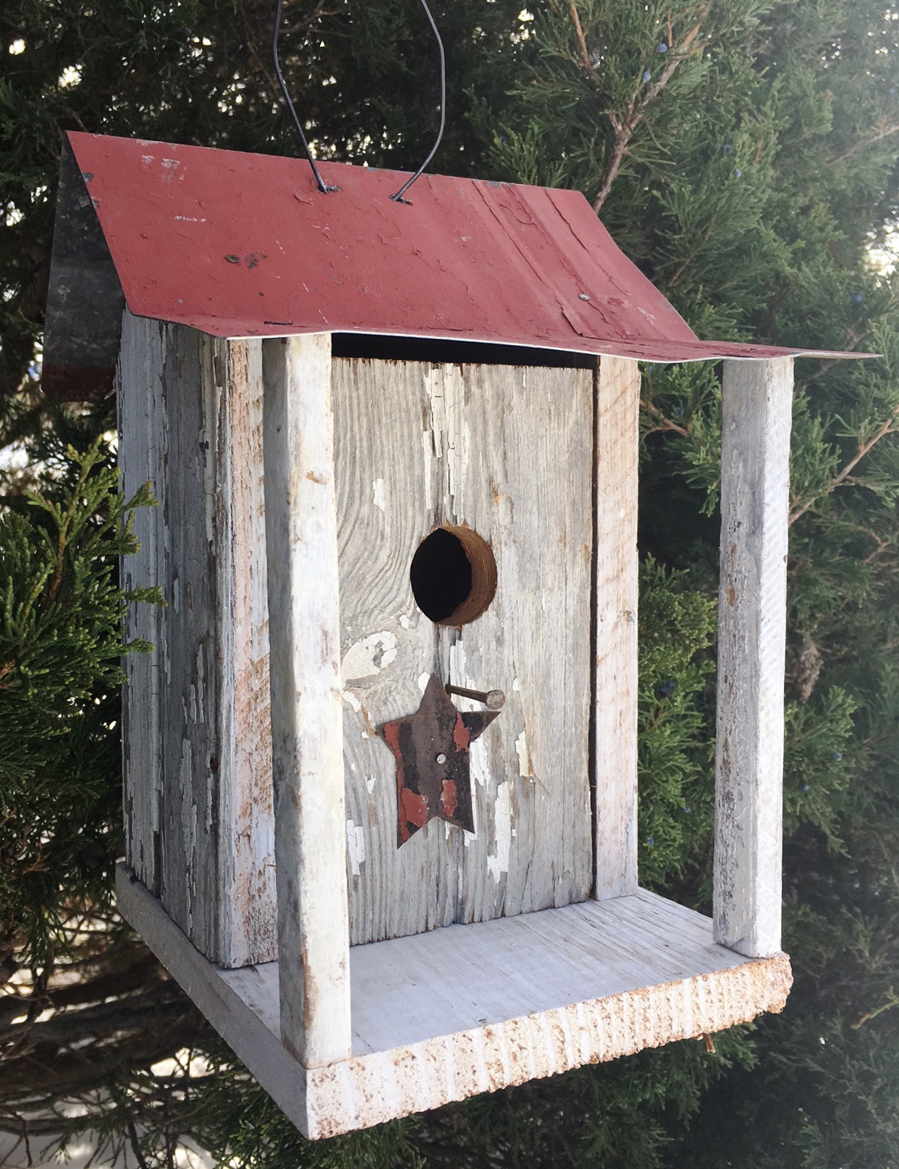 CC Outdoor Living 11" White and Red Eco-Friendly Chester County Outdoor Garden Bird House - image 2 of 2
