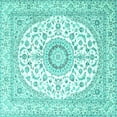 thumbnail image 1 of Ahgly Company Machine Washable Indoor Square Medallion Turquoise Blue Traditional Area Rugs, 8' Square, 1 of 4
