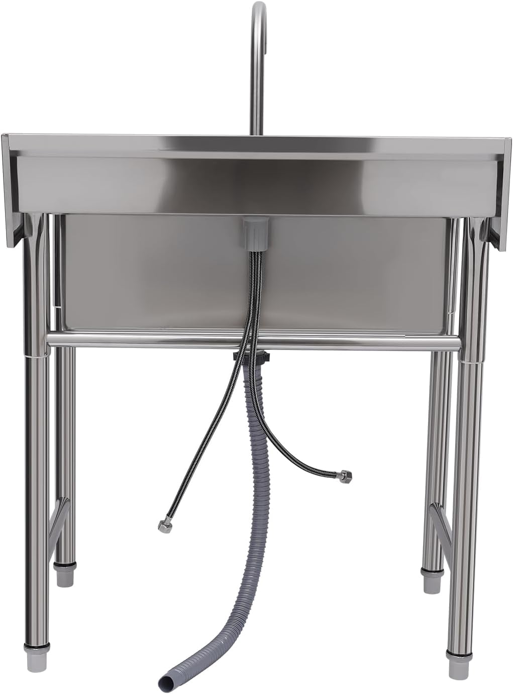 Kitchen Sink Set Commercial Single Bowl 1-Compartment Free Standing Stainless Steel Utility Sink for Restaurant, Garage, Laundry Room - Outdoor Catering Sink Station